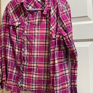 Hinge Pink and Blue Button Down Shirt